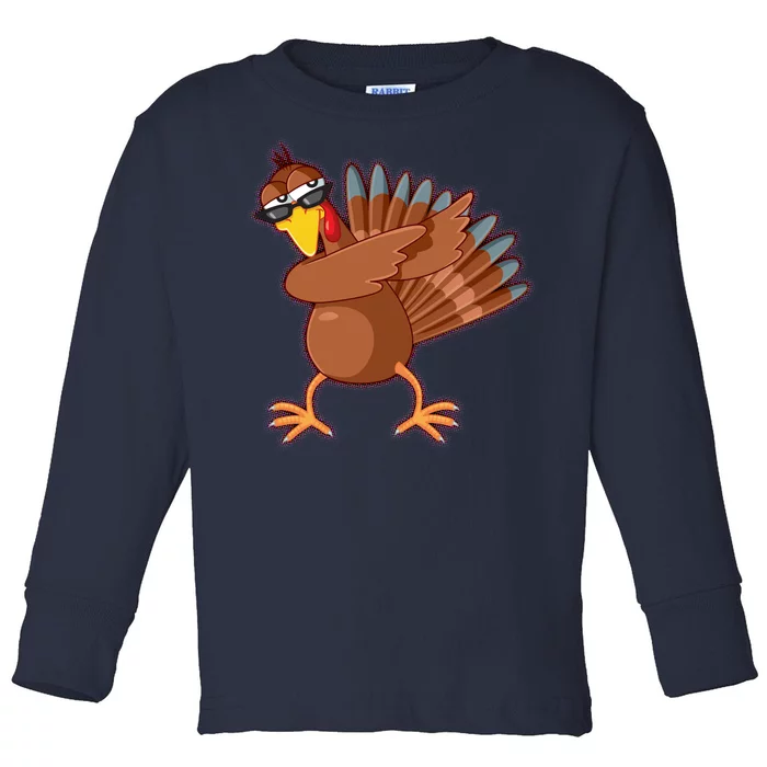 Thanksgiving Dabbing Turkey Toddler Long Sleeve Shirt