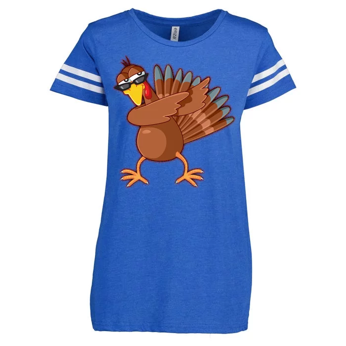 Thanksgiving Dabbing Turkey Enza Ladies Jersey Football T-Shirt