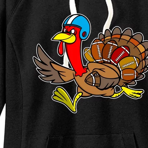 Thanksgiving Football Turkey Women's Fleece Hoodie