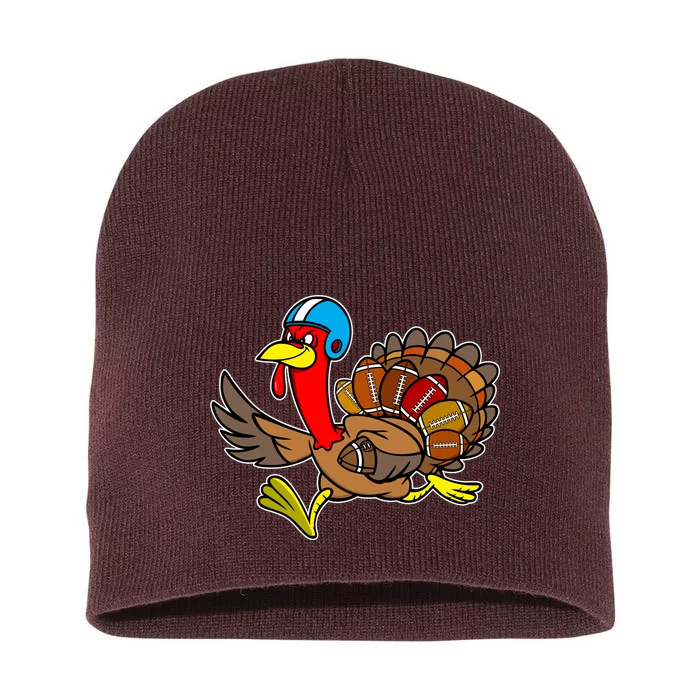 Thanksgiving Football Turkey Short Acrylic Beanie