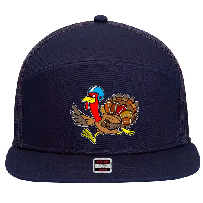 Thanksgiving Football Turkey 7 Panel Mesh Trucker Snapback Hat