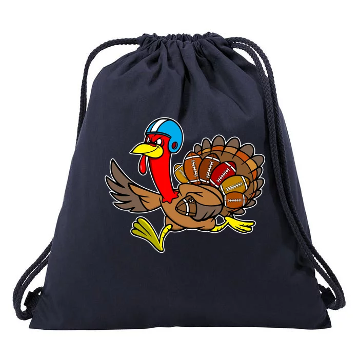 Thanksgiving Football Turkey Drawstring Bag