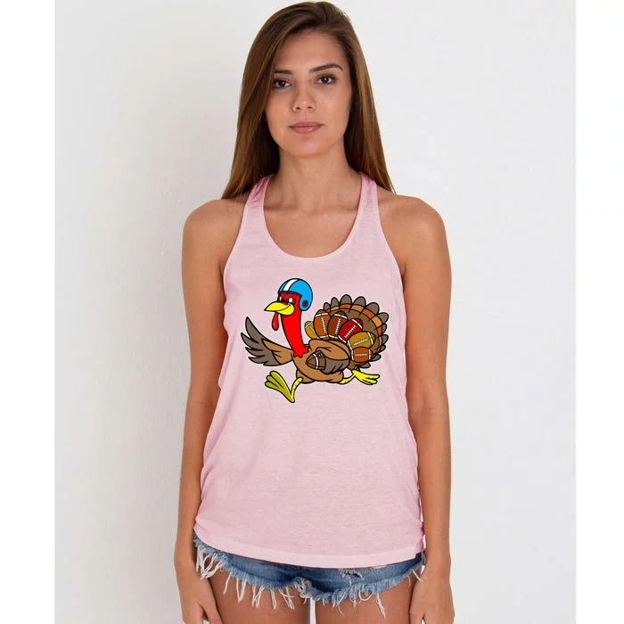 Thanksgiving Football Turkey Women's Knotted Racerback Tank