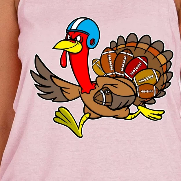 Thanksgiving Football Turkey Women's Knotted Racerback Tank