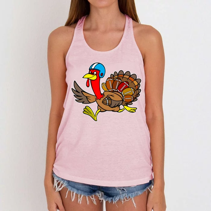 Thanksgiving Football Turkey Women's Knotted Racerback Tank