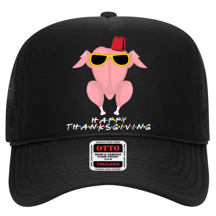 Thanksgiving Friends Funny Turkey Head High Crown Mesh Trucker Hat