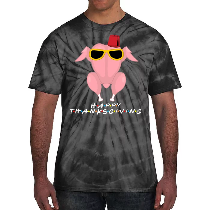 Thanksgiving Friends Funny Turkey Head Tie-Dye T-Shirt