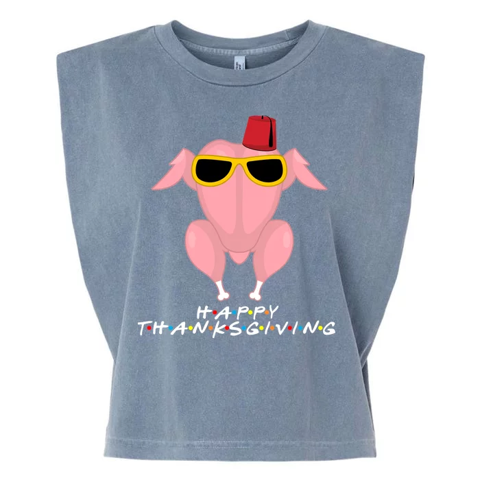 Thanksgiving Friends Funny Turkey Head Garment-Dyed Women's Muscle Tee