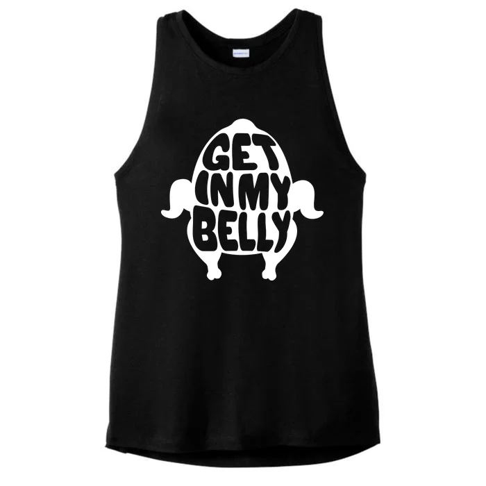 Thanksgiving Get In My Belly Ladies Tri-Blend Wicking Tank