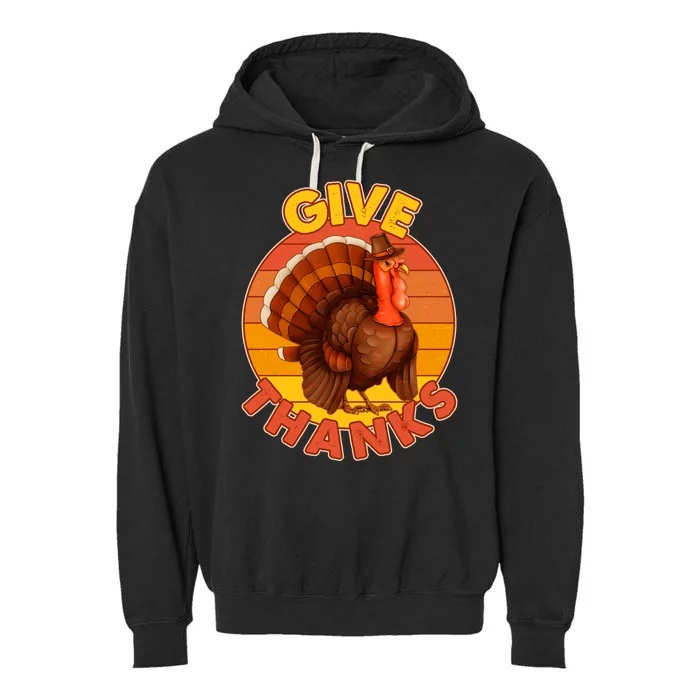 Thanksgiving Give Thanks Emblem Garment-Dyed Fleece Hoodie