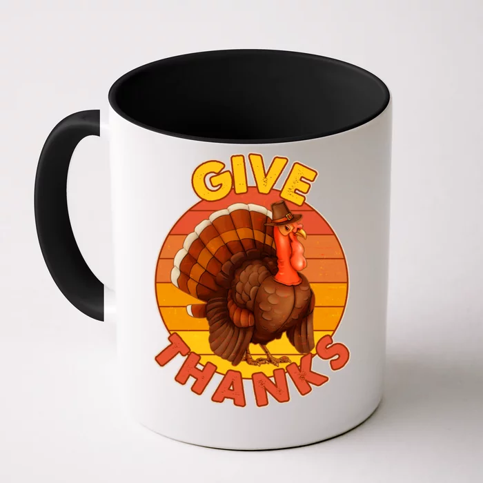 Thanksgiving Give Thanks Emblem Front & Back Coffee Mug