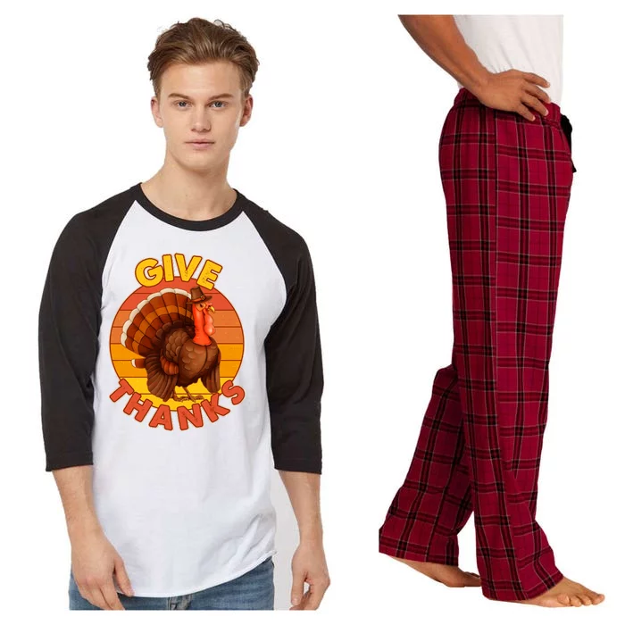 Thanksgiving Give Thanks Emblem Raglan Sleeve Pajama Set