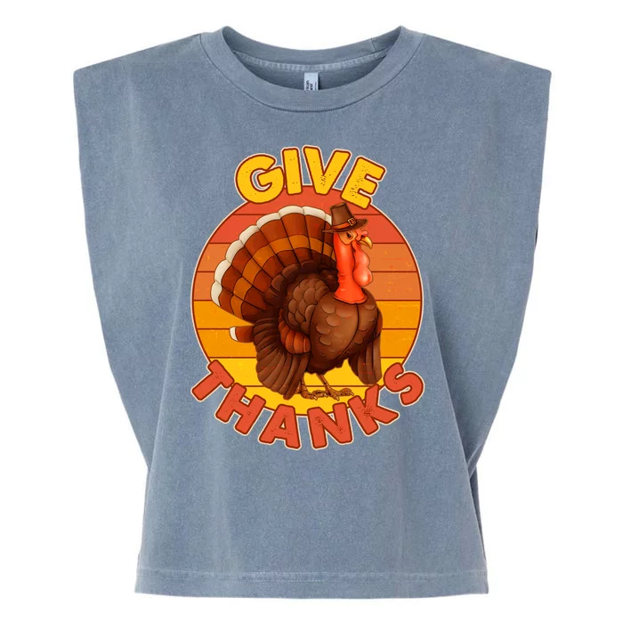 Thanksgiving Give Thanks Emblem Garment-Dyed Women's Muscle Tee