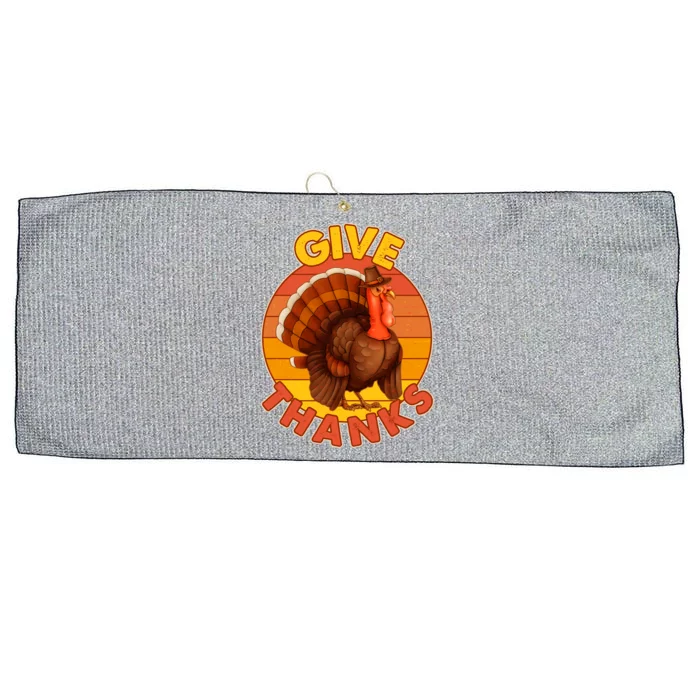 Thanksgiving Give Thanks Emblem Large Microfiber Waffle Golf Towel