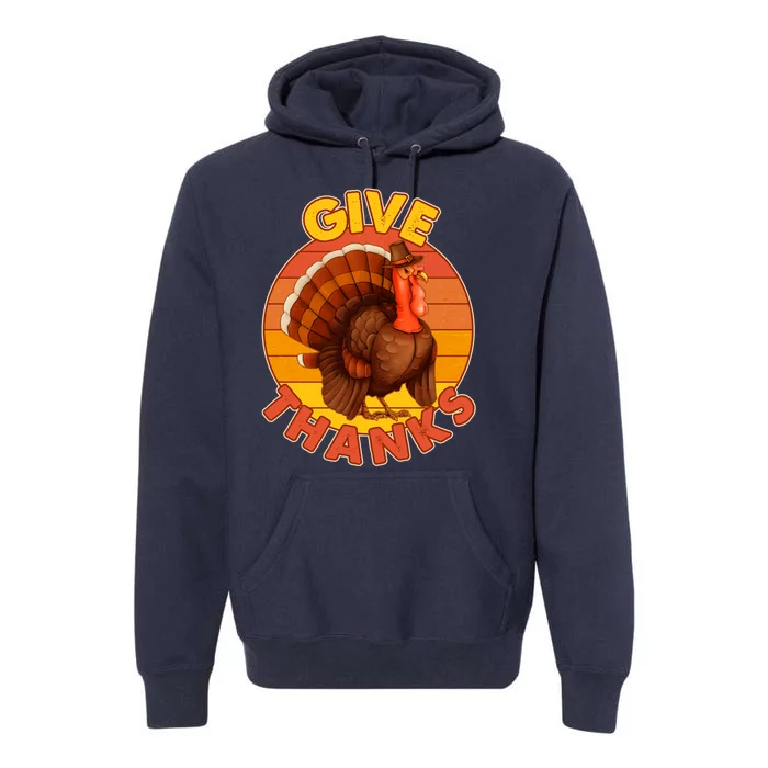 Thanksgiving Give Thanks Emblem Premium Hoodie