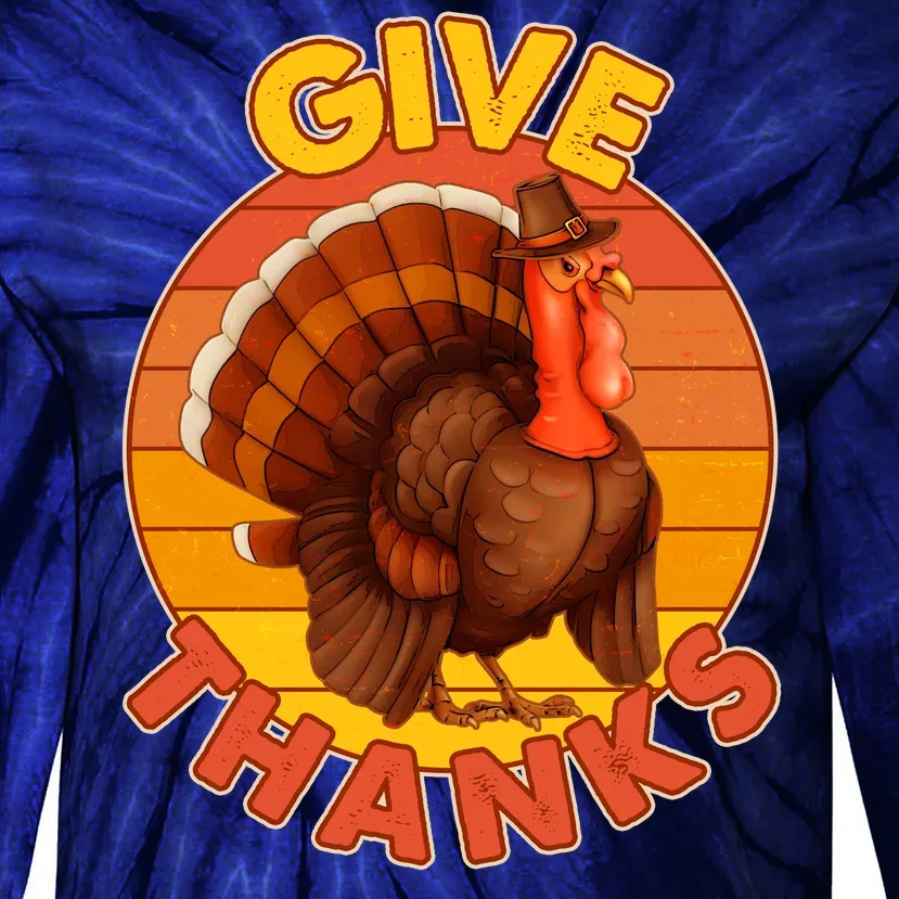 Thanksgiving Give Thanks Emblem Tie-Dye Long Sleeve Shirt