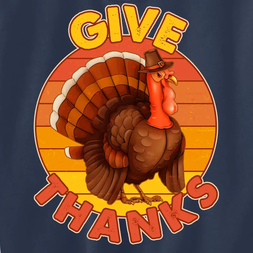 Thanksgiving Give Thanks Emblem Kids Sweatshirt