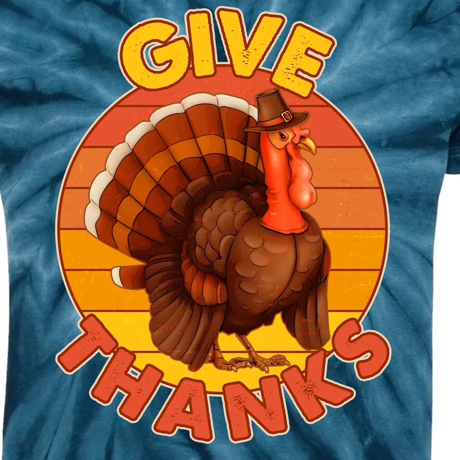 Thanksgiving Give Thanks Emblem Kids Tie-Dye T-Shirt