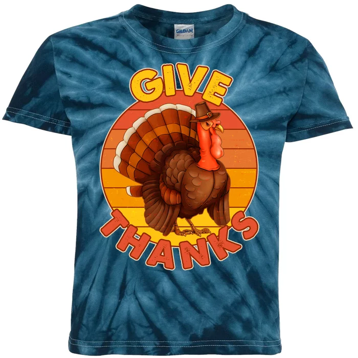 Thanksgiving Give Thanks Emblem Kids Tie-Dye T-Shirt