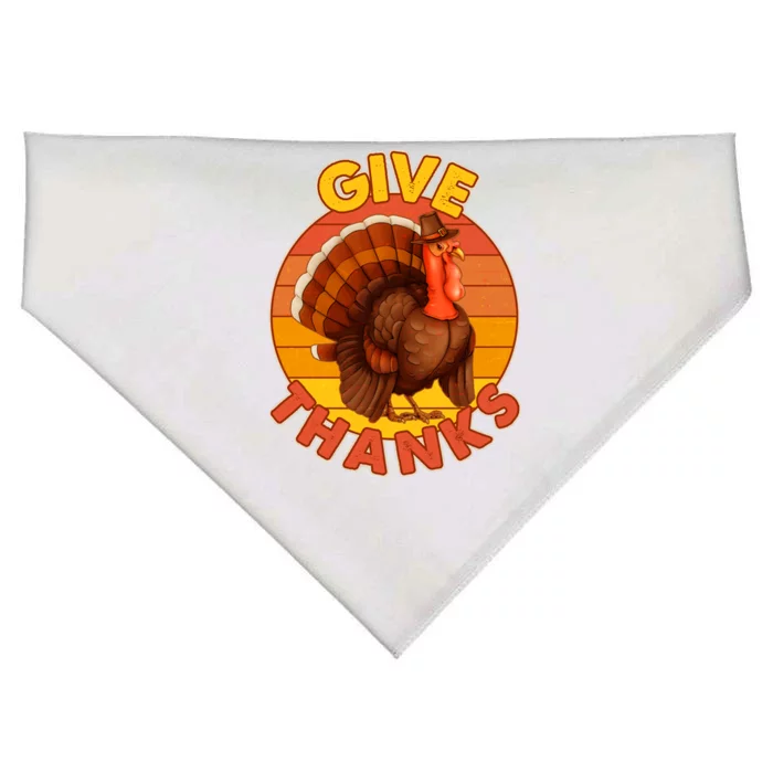 Thanksgiving Give Thanks Emblem USA-Made Doggie Bandana