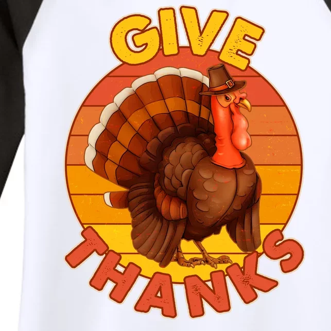 Thanksgiving Give Thanks Emblem Women's Tri-Blend 3/4-Sleeve Raglan Shirt