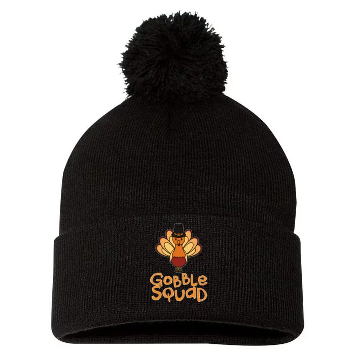 Thanksgiving Gobble Squad Pom Pom 12in Knit Beanie