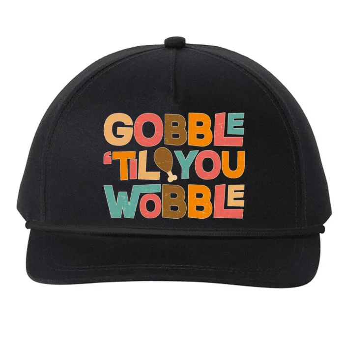 Thanksgiving Gobble 'Til You Wobble Dinner Vintage Snapback Five-Panel Rope Hat