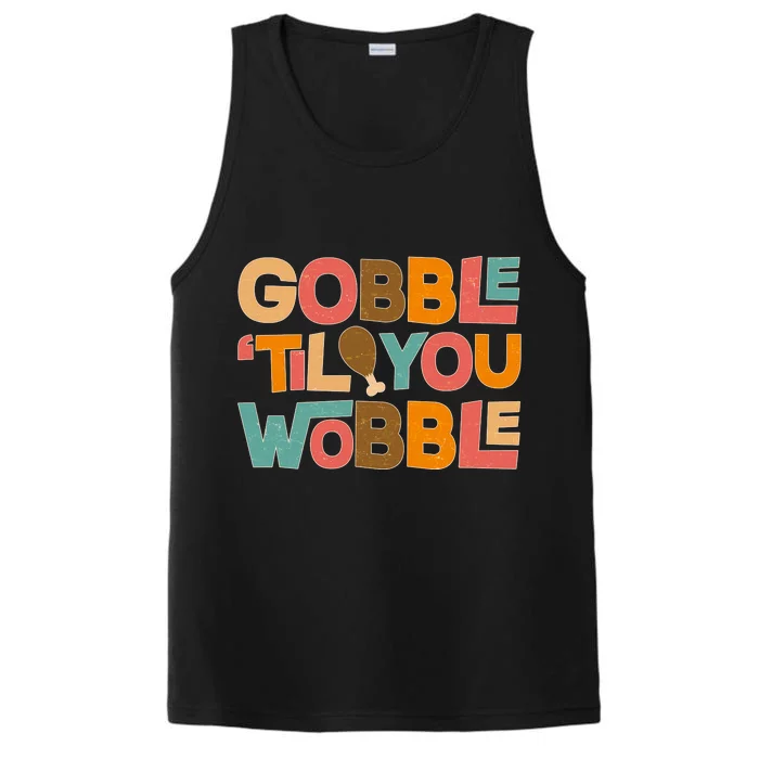 Thanksgiving Gobble 'Til You Wobble Dinner Vintage Performance Tank