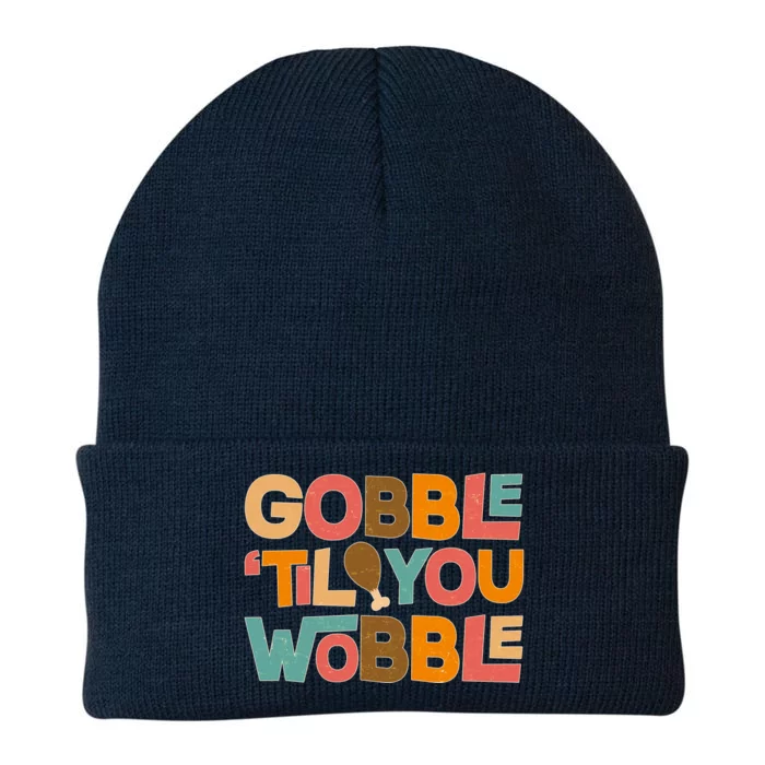 Thanksgiving Gobble 'Til You Wobble Dinner Vintage Knit Cap Winter Beanie