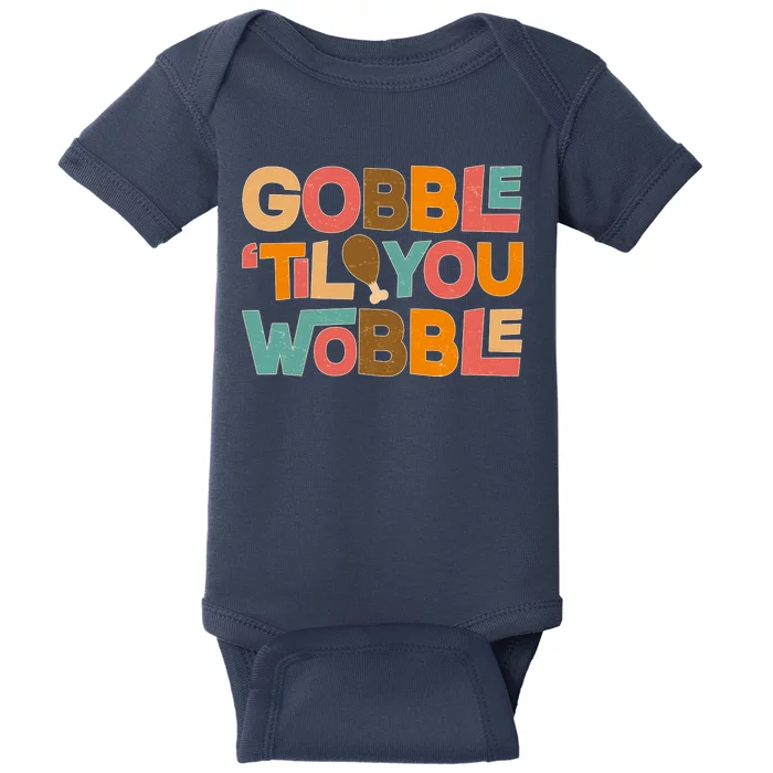 Thanksgiving Gobble 'Til You Wobble Dinner Vintage Baby Bodysuit