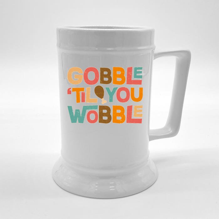 Thanksgiving Gobble 'Til You Wobble Dinner Vintage Front & Back Beer Stein