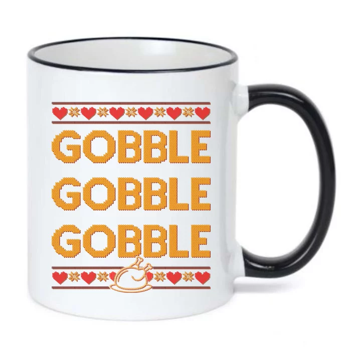 Thanksgiving Gobble X3 Ugly Sweater Black Color Changing Mug