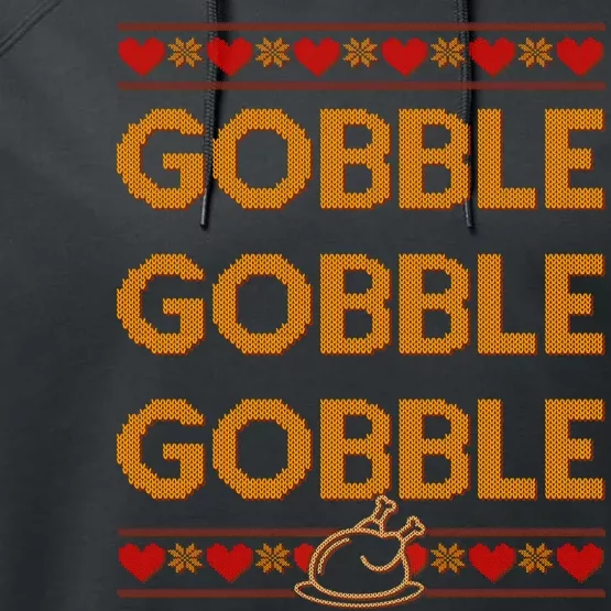 Thanksgiving Gobble X3 Ugly Sweater Performance Fleece Hoodie