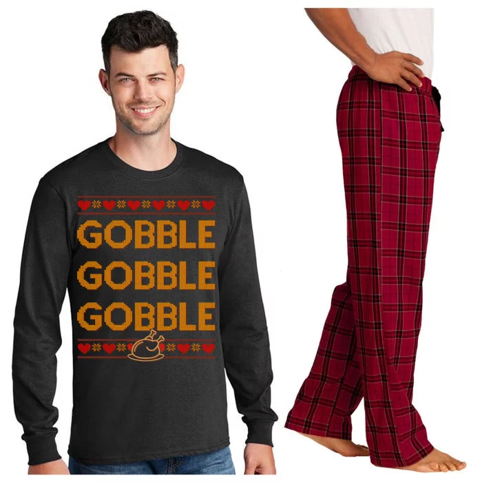 Thanksgiving Gobble X3 Ugly Sweater Long Sleeve Pajama Set