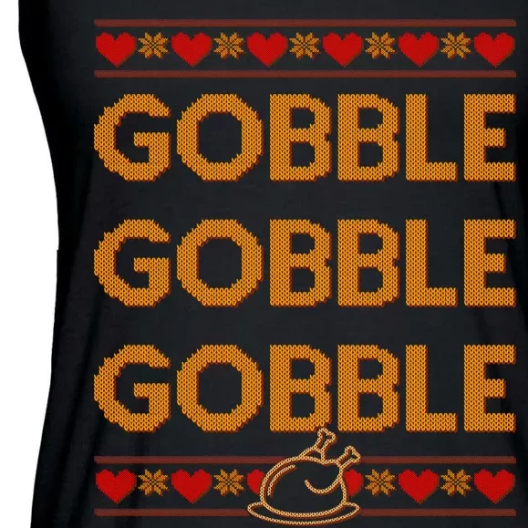 Thanksgiving Gobble X3 Ugly Sweater Ladies Essential Flowy Tank