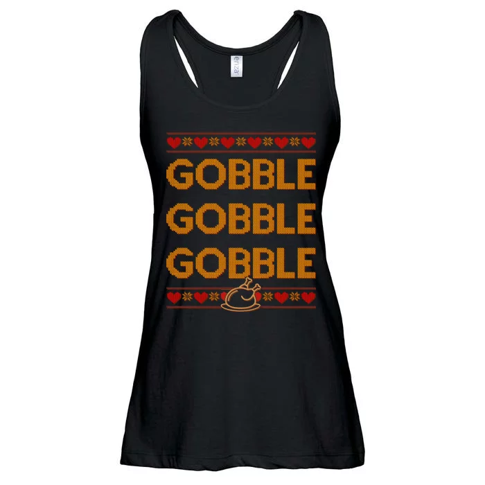 Thanksgiving Gobble X3 Ugly Sweater Ladies Essential Flowy Tank