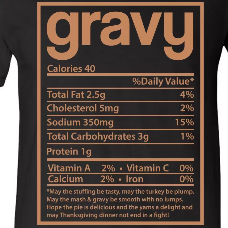 Thanksgiving Gravy Nutrition Facts V-Neck T-Shirt