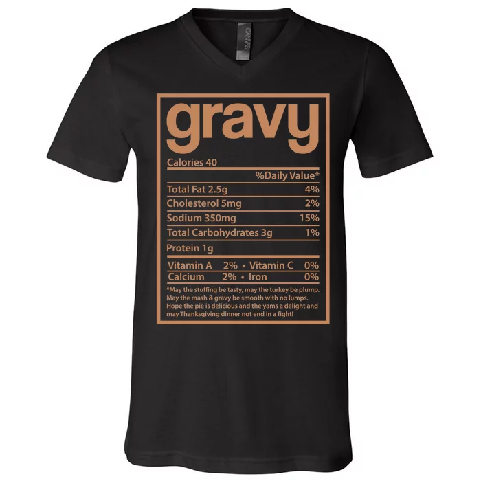 Thanksgiving Gravy Nutrition Facts V-Neck T-Shirt