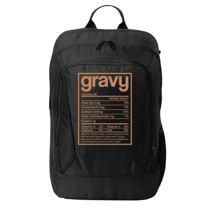 Thanksgiving Gravy Nutrition Facts City Backpack