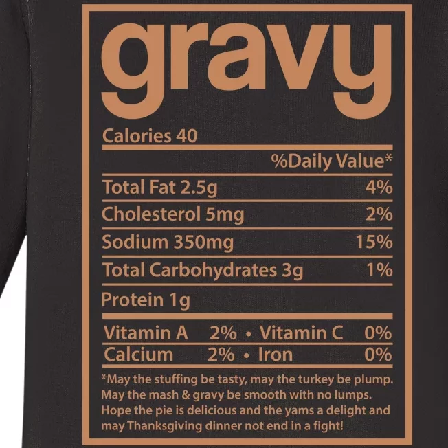 Thanksgiving Gravy Nutrition Facts Baby Long Sleeve Bodysuit