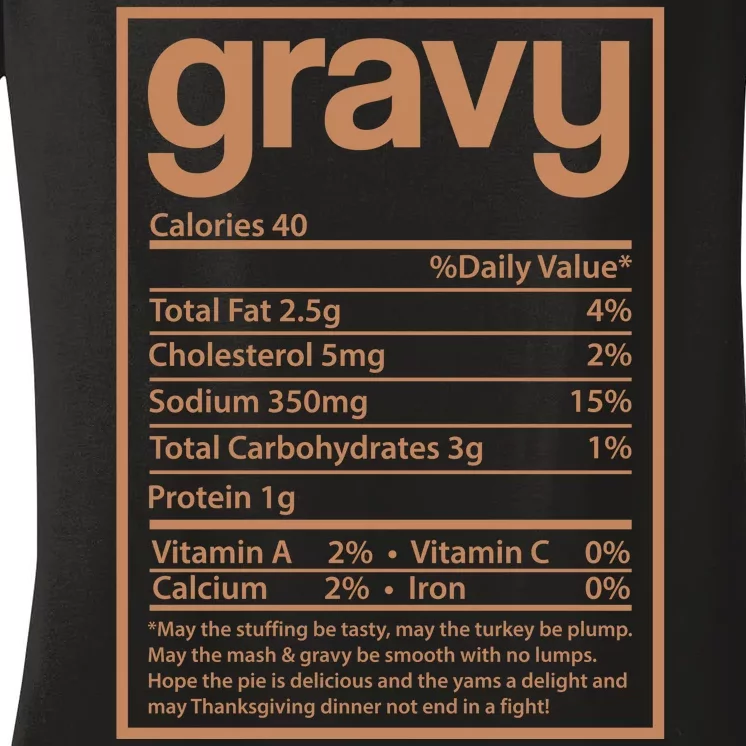 Thanksgiving Gravy Nutrition Facts Women's V-Neck T-Shirt