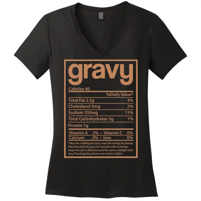 Thanksgiving Gravy Nutrition Facts Women's V-Neck T-Shirt