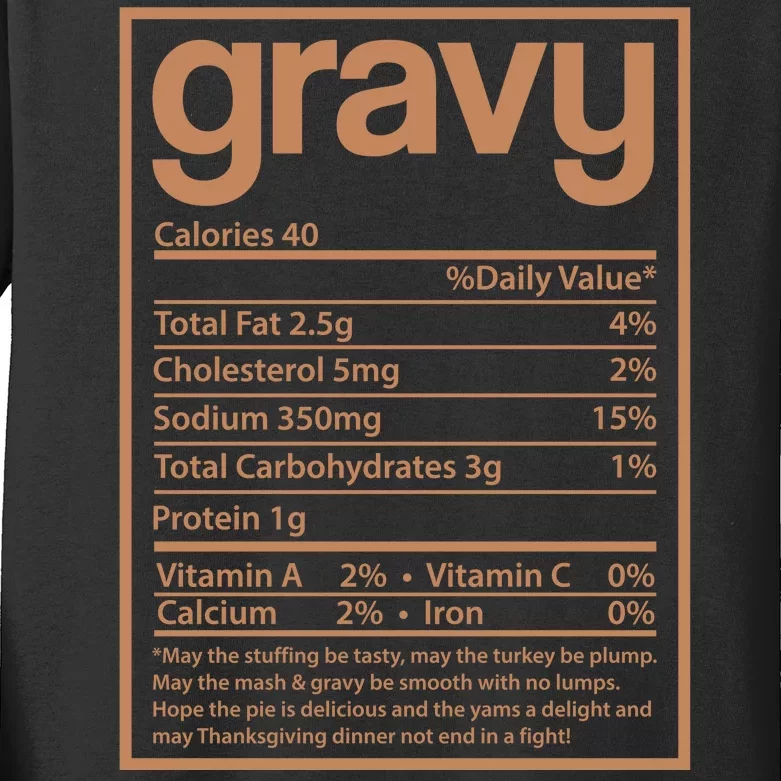 Thanksgiving Gravy Nutrition Facts Kids Long Sleeve Shirt