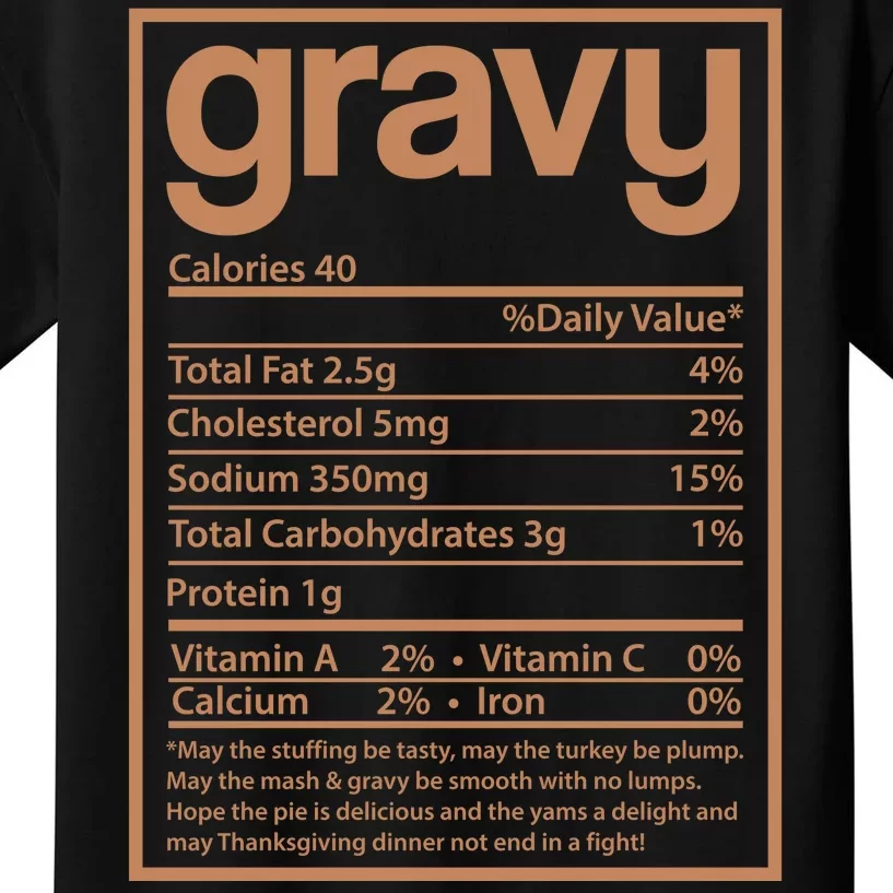 Thanksgiving Gravy Nutrition Facts Kids T-Shirt