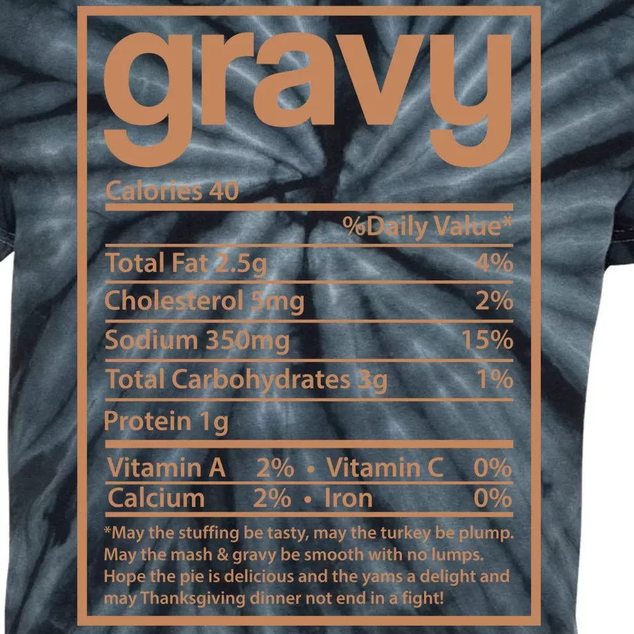 Thanksgiving Gravy Nutrition Facts Kids Tie-Dye T-Shirt