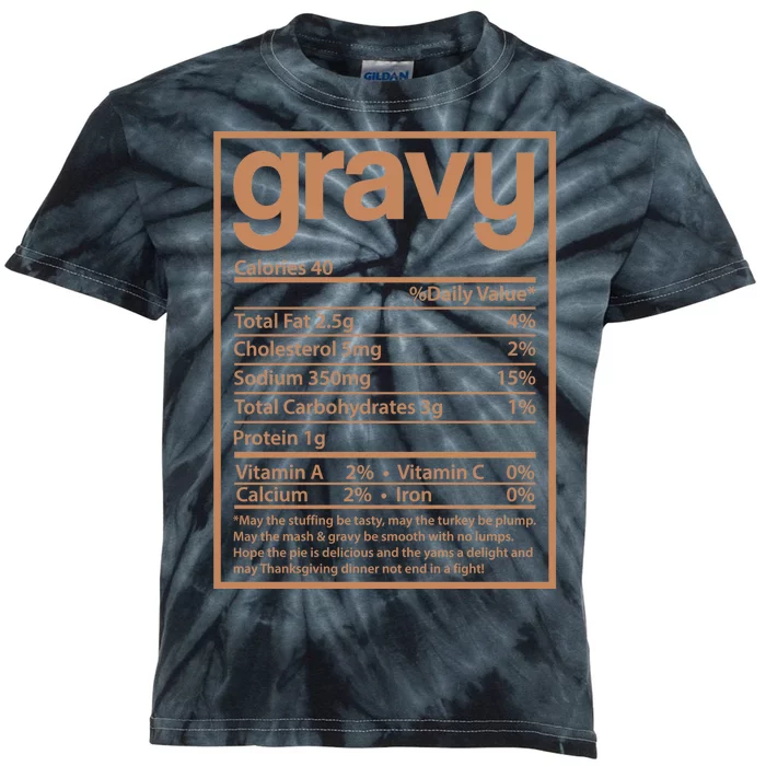 Thanksgiving Gravy Nutrition Facts Kids Tie-Dye T-Shirt