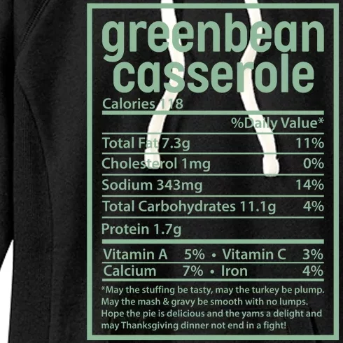 Thanksgiving Greenbean Casserole Nutrition Facts Women's Fleece Hoodie