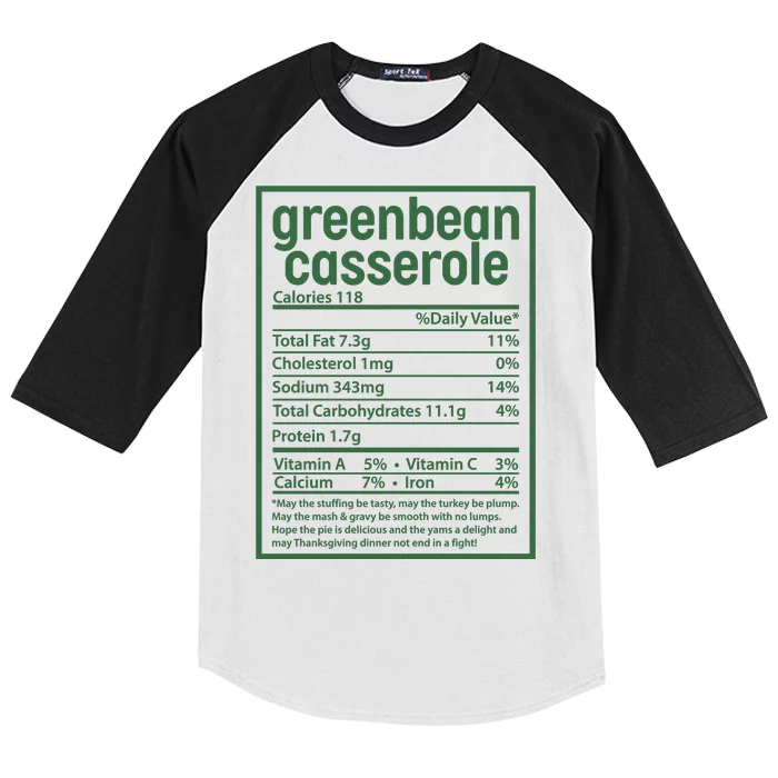 Thanksgiving Greenbean Casserole Nutrition Facts Kids Colorblock Raglan Jersey