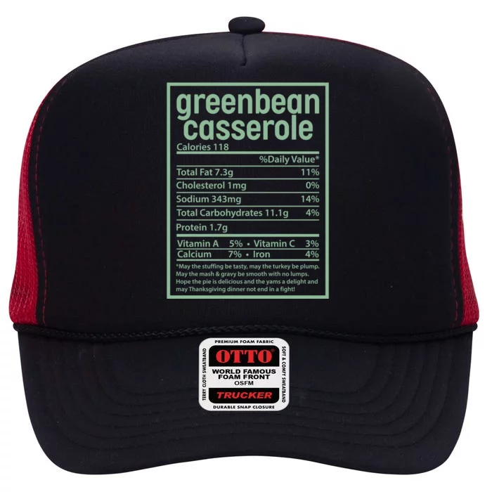 Thanksgiving Greenbean Casserole Nutrition Facts High Crown Mesh Trucker Hat