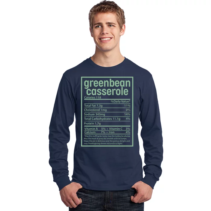 Thanksgiving Greenbean Casserole Nutrition Facts Long Sleeve Shirt